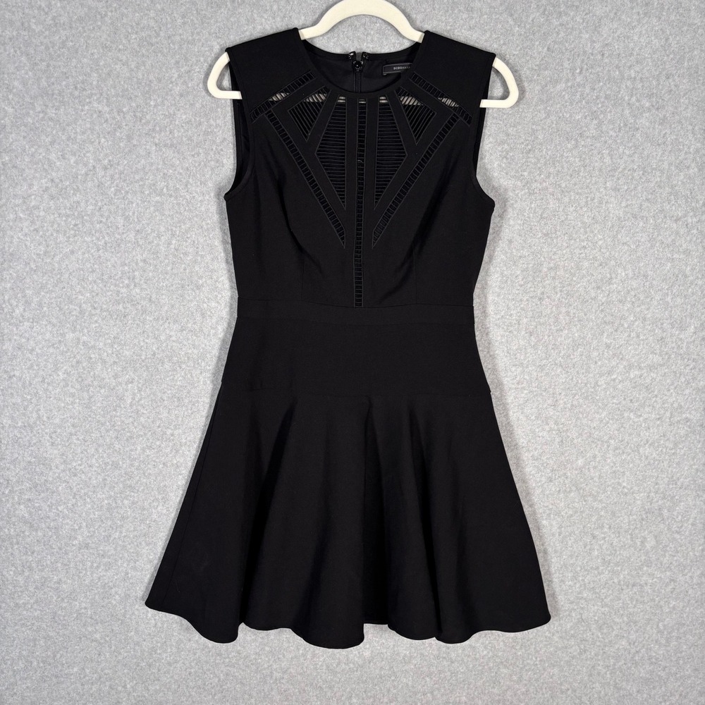 BCBGMAXAZRIA Mini Dress Size 6 Aynn Geometric Cutout Preppy Punk Whimsigoth
